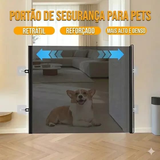 Tela Portão Retrátil Ajustável | Barreira Separadora Anti-Pulo para Cães, Gatos e Bebês