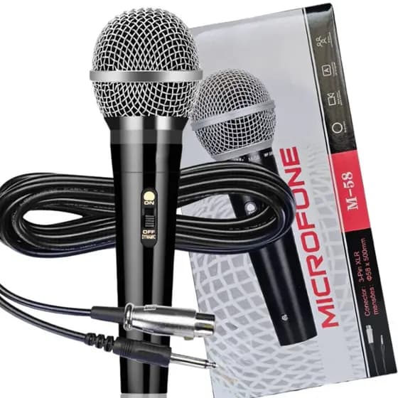 Microfone Karaoke Profissional cabo P10 5M Sm58 Dinâmico Youtuber