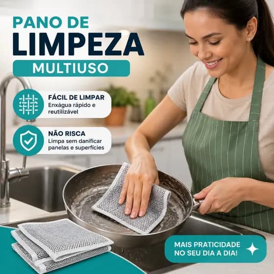 Kit Pano de Limpeza Aramado Metálico 6/12/18 Unidades Reutilizável Multiuso Não Risca Panelas Fogão Pia Cozinha