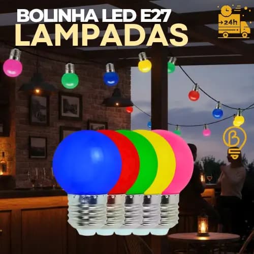 kit Lâmpadas LED Coloridas G45 E27 1,2W 220V Para Varal Festa | 5 ou 10 Unidades