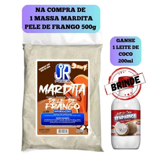 Massa Branca Mardita pele de frango 3em1 Jrpesca 500g C/ Brinde isca para peixe jr pesca lançamento