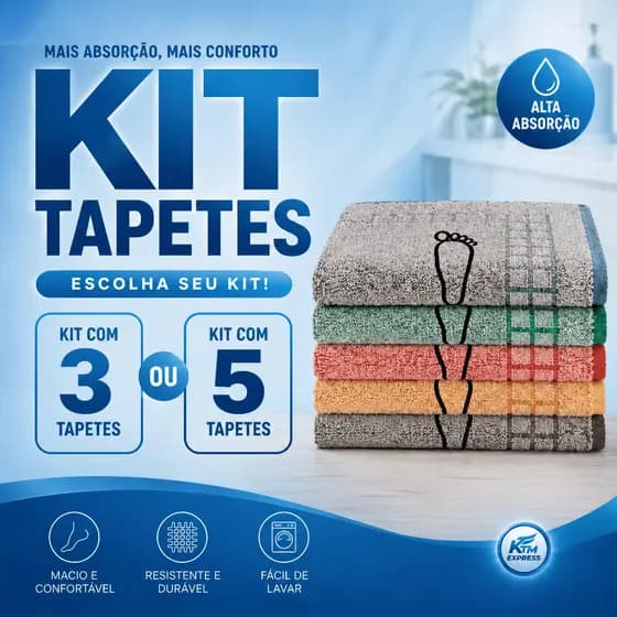 Kit 03 ou 05 Toalhas De Piso Atoalhado Tapete De Banheiro 45cm x 70cm