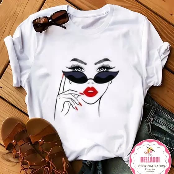 Camiseta Linda Feminina Personalizada Baby Look Estampada Estilo Gringa 100% Algodão