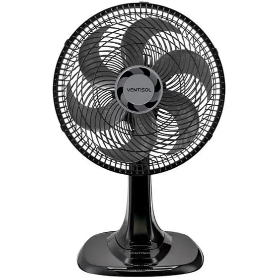 Ventilador Oscilante De Mesa Ventisol Turbo 6 Pás 50cm Preto 50 Cm 60 Hz 127v Prata Plástico 127v