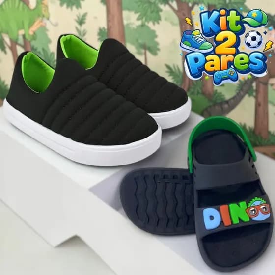 Kit 2 Pares Calce Fácil e Sandalia Papete Nuvem Infantil Meninos