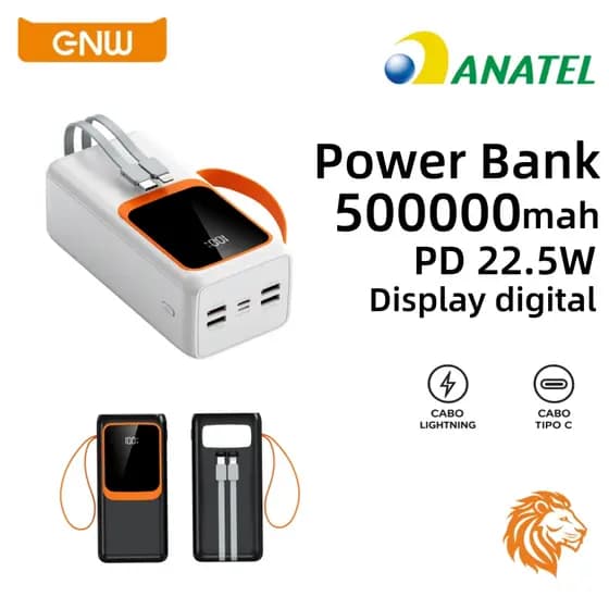 Power Bank 10000mAh a 50000mAh 22.5W Turbo Carga Rápida-Display LED-Compatível com iPhone,Samsung