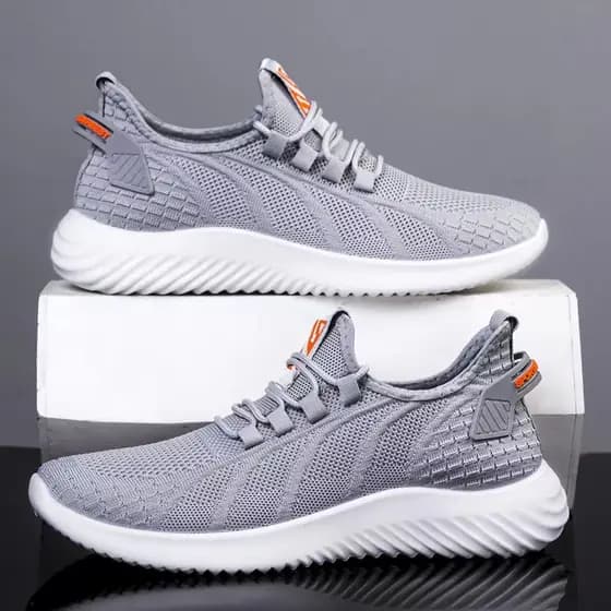 Sapatos casuais confortáveis, tênis masculinos simples de tecido trançado, sapatos masculinos modernos e elegantes, têni