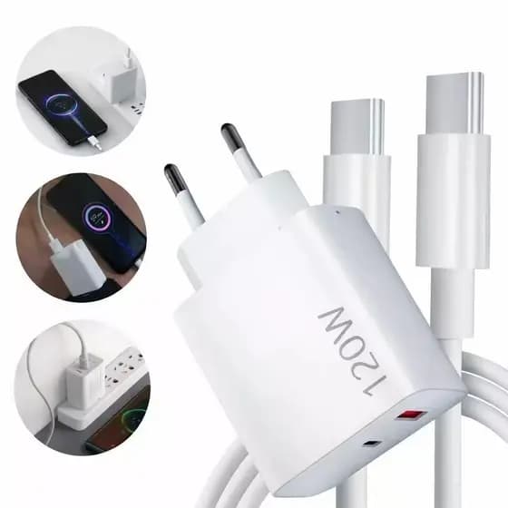 Carregador Turbo 120w Fonte Usb Carregador + cabo Ultra Rápido 120w Usb C Turbo