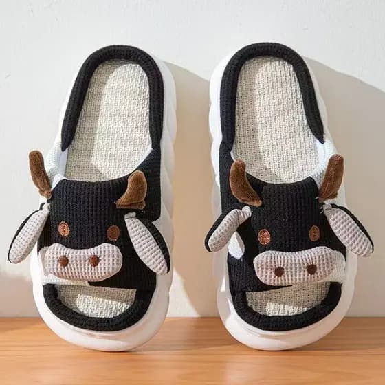PANTUFA DE VAQUINHA 3D SLIDE COM SOLADO NUVEM 34-39