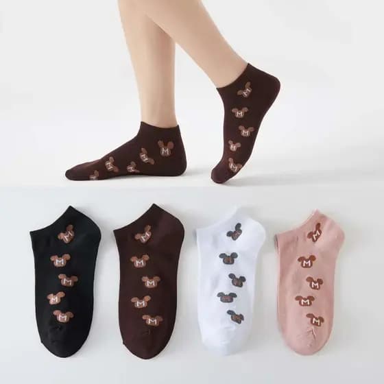 KITS DE 5 E 10 PARES DE MEIAS FEMININAS ESTAMPADAS E LISA FOFINHAS 35-40