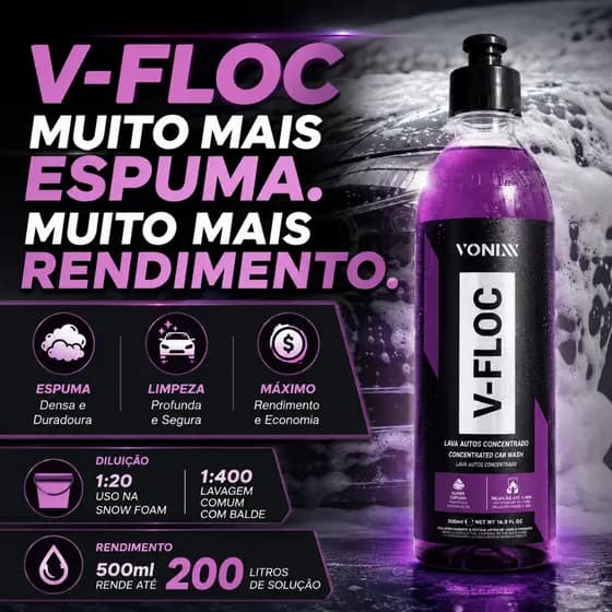 V-floc Shampoo Automotivo Concentrado Lavagem Neutro Vonixx