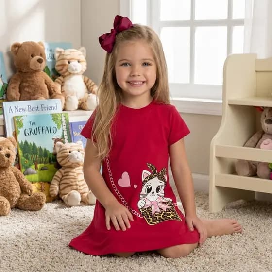 Vestido Infantil Bebê Menina algodão Confortável Verão
