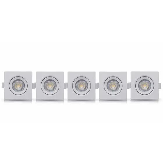 Kit 5 Spots LED Quadrado 3W 3K