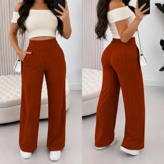 Calca Pantalona Feminina Montaria Premium Cintura Alta Zero Transparencia Com Bolso CONFORTAVEL