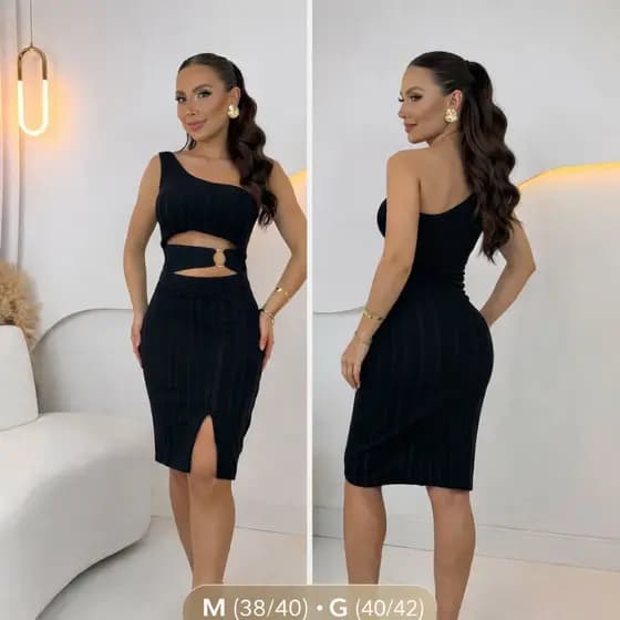 Vestido Feminino Fenda Com Bojo Nula Manga Montaria PREMIUM
