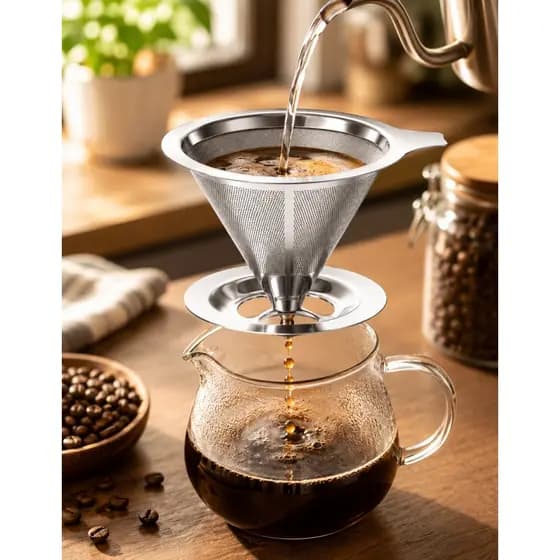 Filtro de Café Coador Aço Inox Reutilizável número n 103 Lavável Sem uso de Papel n°103