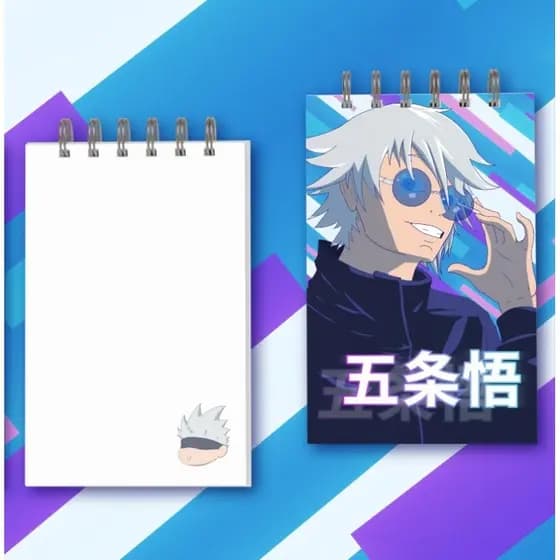Bloquinho A6, Satoru Gojo, anime, Jujutsu Kaisen | sketchbook, anotações, 50 folhas, 90g, capa dura