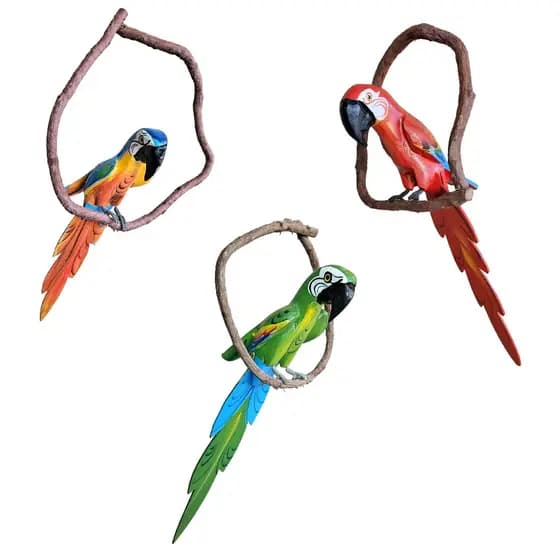 Kit 3 Araras Cipó Madeira Artesanal Pendurar Decoração Parede Jardim Casa Enfeite Tropical Rústico