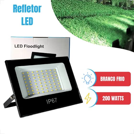 Mini Refletor 100W 200W Branco Frio 6500K Smd IP65 Slim Holofote A Prova D'agua VANT3