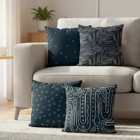 Kit 4 Capas de Almofadas Decorativas 45x45 - Azul Marinho