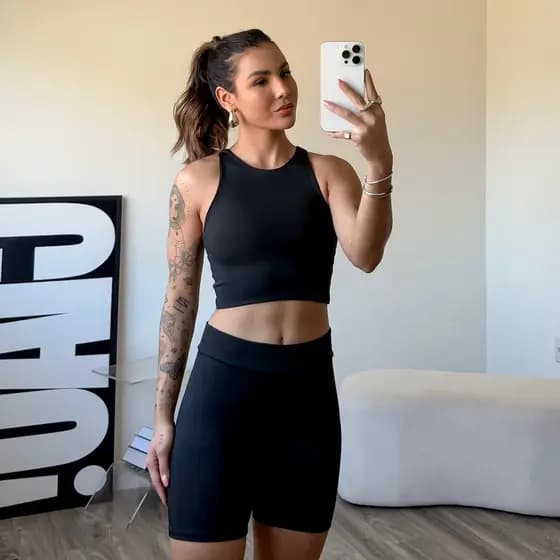 conjunto academia feminino Conjunto fitness short legging top academia embutido bermuda legging zero transparência