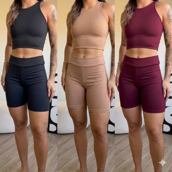 kit 3 Conjunto Feminino Academia Top academia short Legging conjunto para academia conjunto fitness