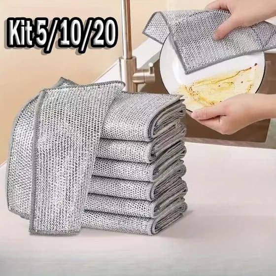 KIT 5/10/20 Pcs Pano De Limpeza De Arame Metálico Malha Não Oleosa Fogão De Cozinha Prato & Panelas