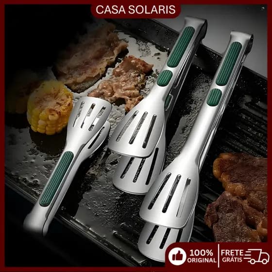 Pegador de Alimentos Aço Inox SUS304 Food Grade Churrasco Cozinha Carne Frutas Resistente