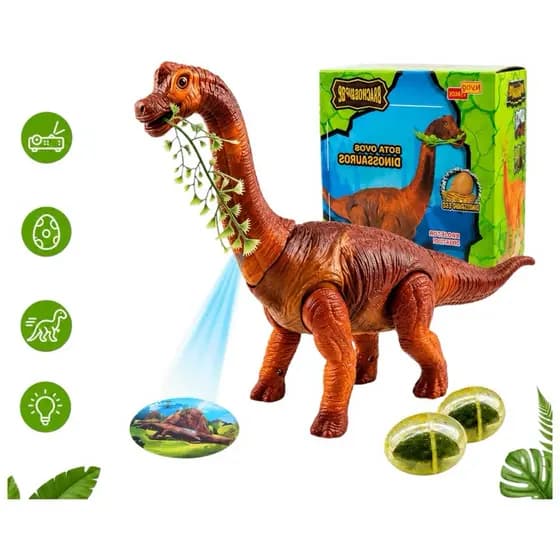 Dinossauro Grande Braquiossauro Bota Ovos Anda Sons Projetor Brinquedo Interativo