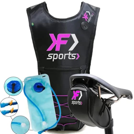 Kit Ciclismo Mochila De Hidratação Bolsa Selim Celular Bike Bicicleta Rosa