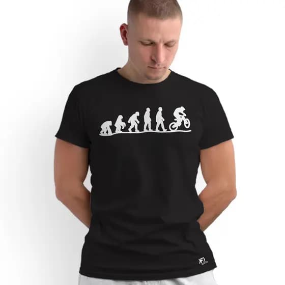 Camiseta Casual Ciclismo MTB Ciclista Básica Com Estampa De Evolução Preta F Sports