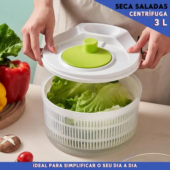 Centrífuga de Salada 3L Secagem Rápida Sem Esforço Para Folhas e Hortaliças Manual