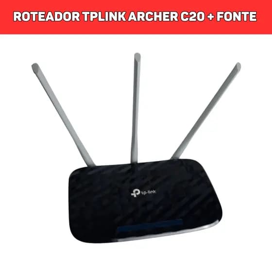 Roteador Wi-Fi TP-Link Archer C20 - AC750 ( Usado ) barato e potente + Fonte Inclusa c/ Ebook