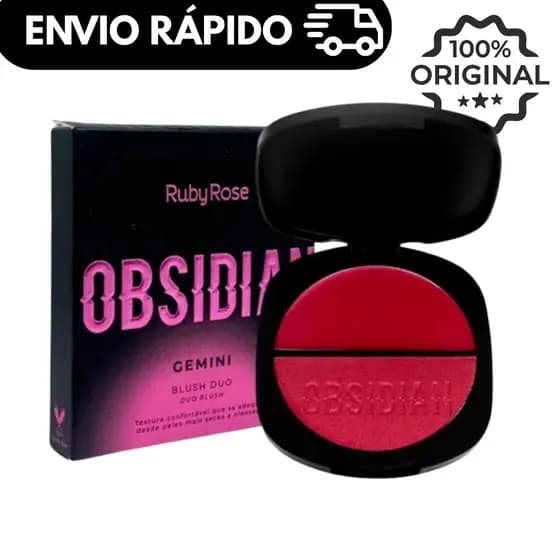Blush Duo Cintilante Gemini Compacto/Cremoso OBSIDIAN BY RUBY ROSE HB1000