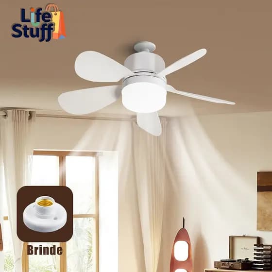 Ventilador de teto Com Luz para Pequenos Espaços (6 Hélices) Controle Remoto Bivolt LED