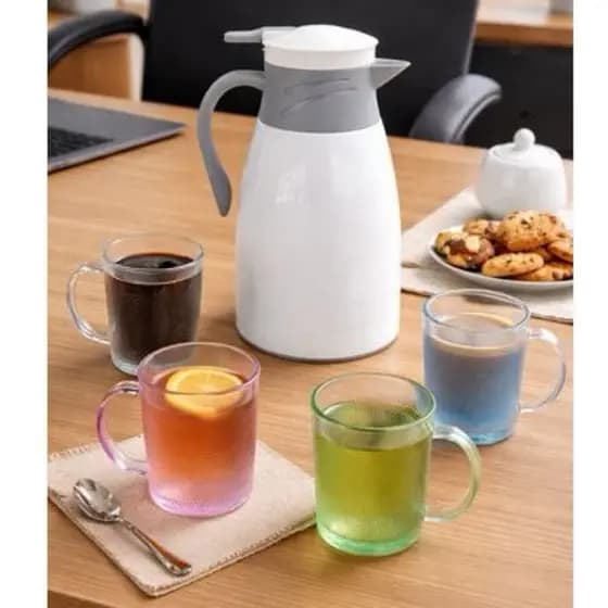 Jogo Garrafa Térmica 1 Litro Com 4 Canecas Sortidas Alta Capacidade Conjunto Café Bule Uso Versatil