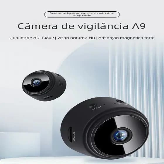Mini Câmera de Segurança Inteligente HD Acesso Remoto Suporte Giratório de 360 Graus A9