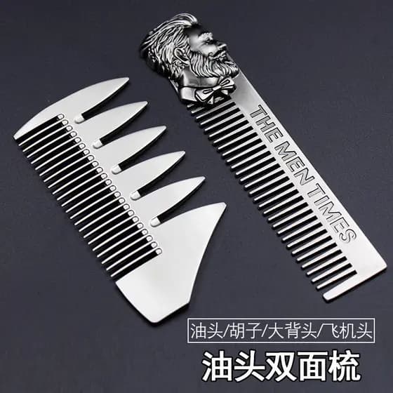 Pente cabeça de óleo ferramenta útil estilo americano cabeça de óleo textura pente masculino dedicado pente de dente lar