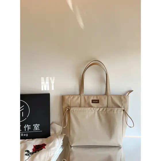 MY Nicho Bolsa Tote de camada dupla feminina Bolsa de viagem de grande capacidade Bolsa de lona portátil para computador