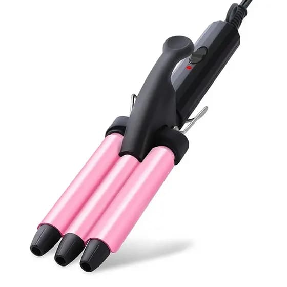 RUCHA-Mini encrespador de cabelo cerâmico, 3 Barrel, Curling Wand, Curling Wand, Turmalina Cabelo Ondas, 13mm, Casa e Vi