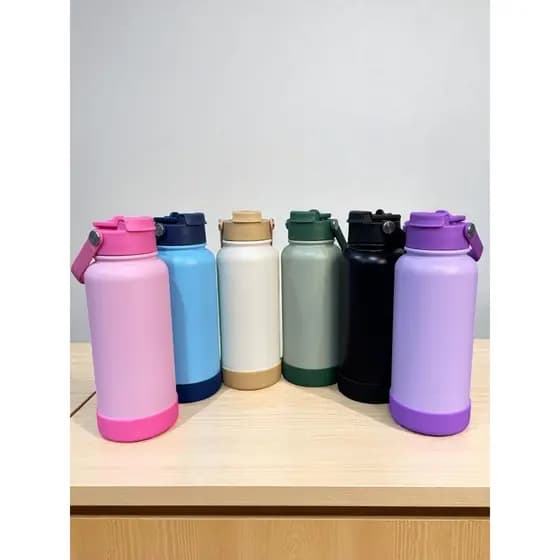 Garrafa Termica 1000ml 12 Horas Com Bocal Duplo e Base de Silicone Protetora