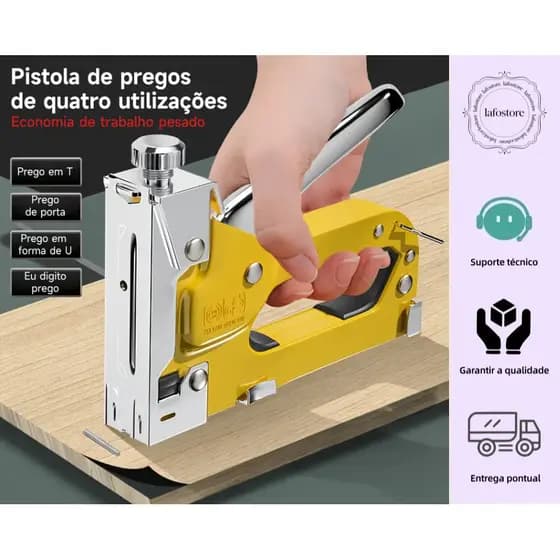 Grampeador de Tapeceiro Alta Pressão Profissional Manual + 100 Grampos Ferramentas Profissional