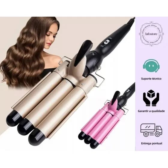 Chapinha Triondas Ondulador Formador Triplo 22mm Modelador de Cachos Onda Cabelo Cerâmica Para Longo E Curto 200°C