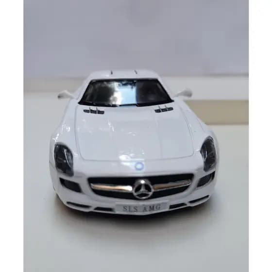 Miniatura Mercedes SLS AMG Branca 1:36 Kinsmart Metal e Fricção.