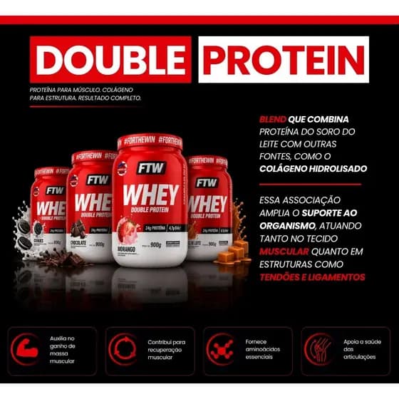 Whey Protein FTW Double Protein 900g Original Concentrado e Isolado
