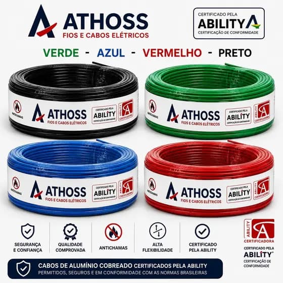 Cabo Flexível Fio 2.5mm Rolo 100 Metros para Instalações PRETO - AZUL - VERDE - VERMELHO
