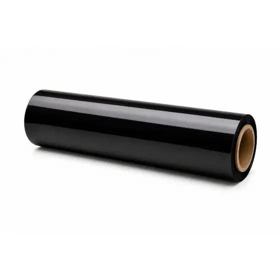 Filme Stretch Preto 500mm x 25 Micras x 200m Bobina Plástica Alta Resistência