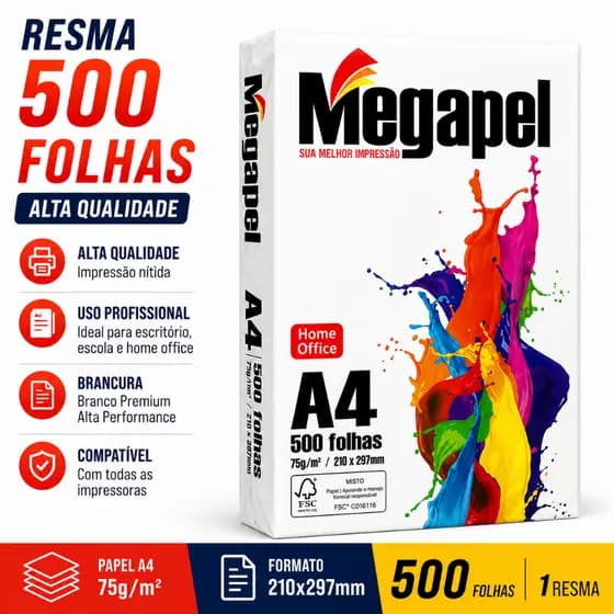 KI 2 Resmas Papel Sulfite A4 75g 210x297mm | 1000 folhas