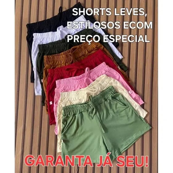 KIT COM 3 Short Feminino em Suede Confortável, Estiloso e Cores Sortidas