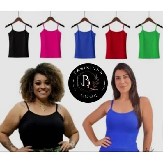KIT COM 5 BLUSA ALCINHA REGATA EM MALHA SUED*CORES VÃO ALEATÓRIAS KIT COM 3 BLUSA